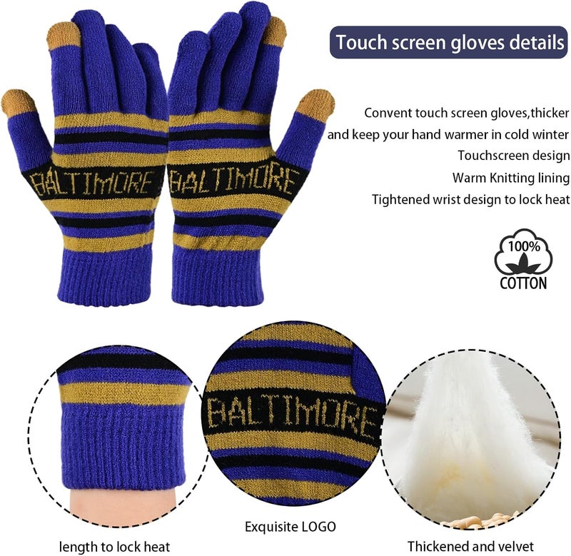 mtstaowe Vintage Classic Skull Cap Beanie Hat Cuffed Winter Hat Knit Comes with Warm Gloves Gifts for Men Women Fans - Image 3